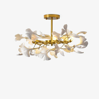Auriora Suspension en Céramique Feuilles Gingko Dorée