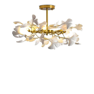 Auriora Suspension en Céramique Feuilles Gingko Dorée