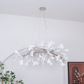 Oriiselle Lustre en Céramique à Pétales de Feuille de Gingko Doré