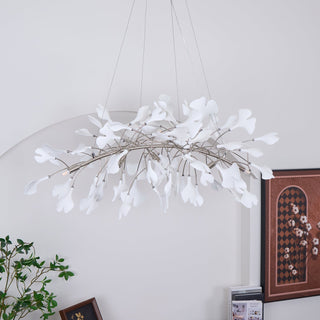Oriiselle Lustre en Céramique à Pétales de Feuille de Gingko Doré