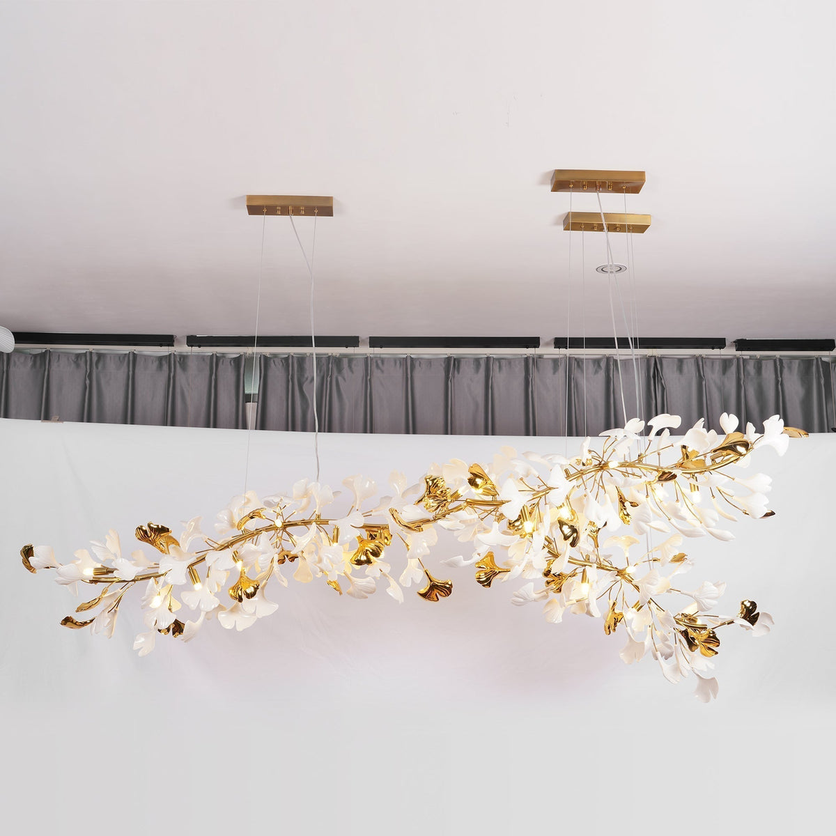Belilia Lustre en céramique en forme de branche avec feuille de gingko