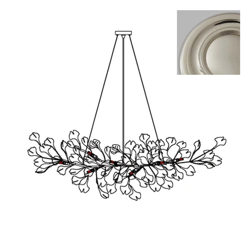 Chandelier White Ceramic Ginkgo Petals Gold-Neutral Decor