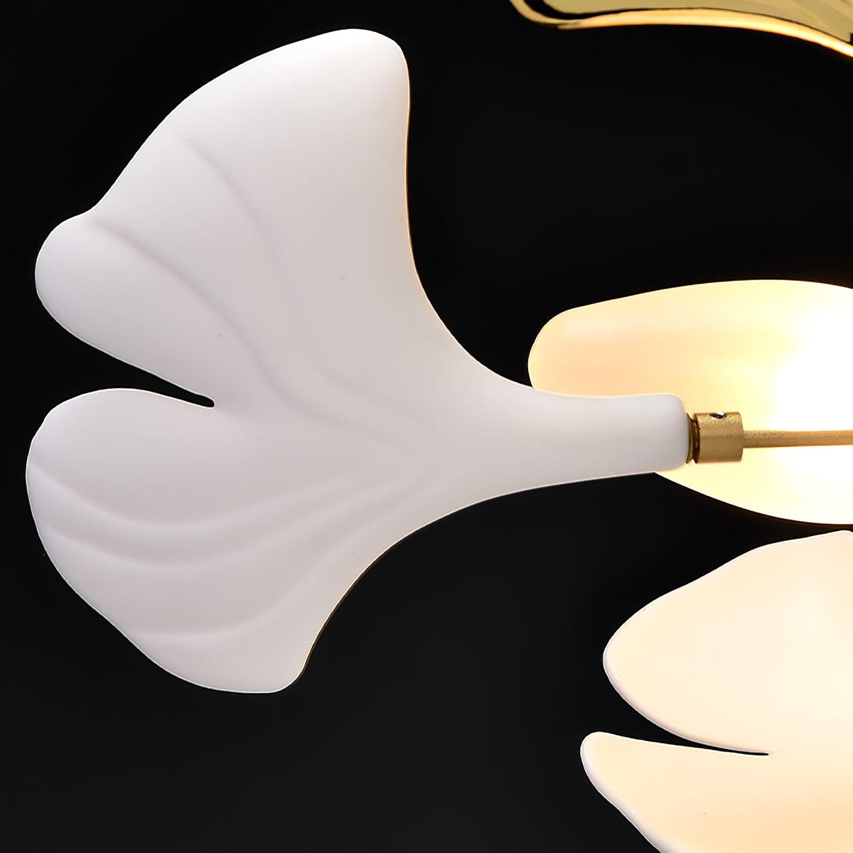 Chandelier White Ceramic Ginkgo Petals Gold-Neutral Decor