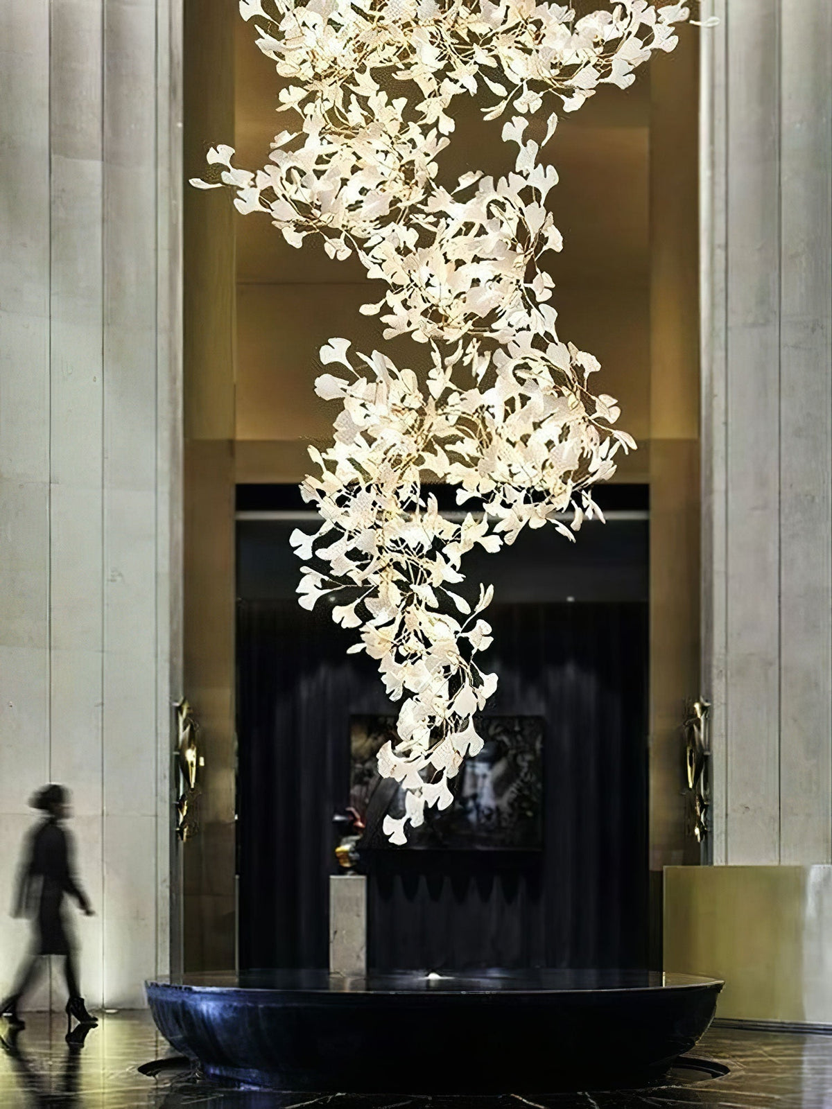 Sorvyn Suspension en Céramique Et Laiton Floral Ginkgo