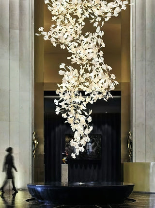 Sorvyn Suspension en Céramique Et Laiton Floral Ginkgo