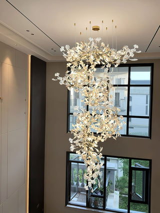 Sorvyn Suspension en Céramique Et Laiton Floral Ginkgo