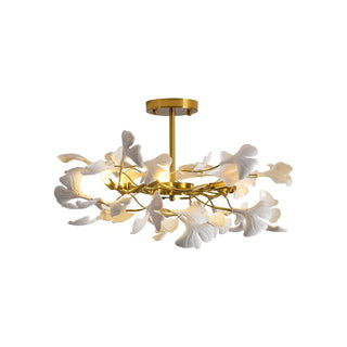 Auriora Suspension en Céramique Feuilles Gingko Dorée