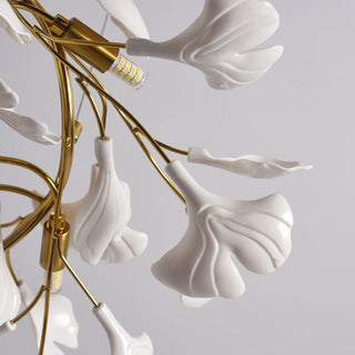 Auriora Suspension en Céramique Feuilles Gingko Dorée