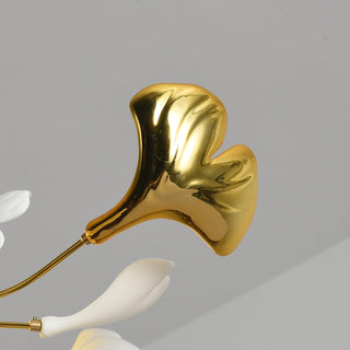Auriora Suspension en Céramique Feuilles Gingko Dorée