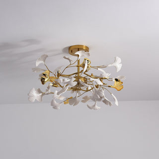 Auriora Suspension en Céramique Feuilles Gingko Dorée