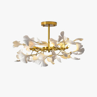 Auriora Suspension en Céramique Feuilles Gingko Dorée