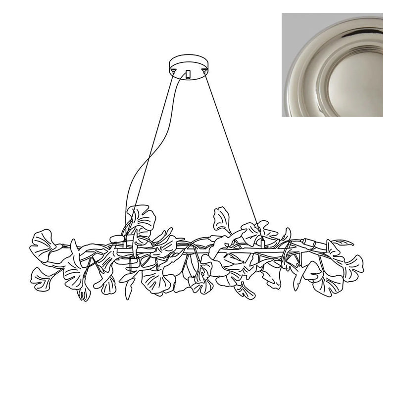 Chandelier Metal Frame Ceramic Gingko White Gold Shade Modern Art-Neutral Decor