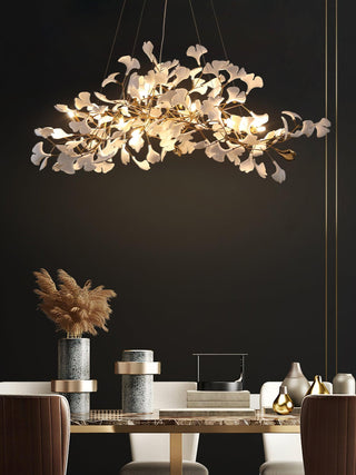 Oriiselle Lustre en Céramique à Pétales de Feuille de Gingko Doré