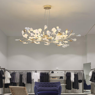 Oriiselle Lustre en Céramique à Pétales de Feuille de Gingko Doré