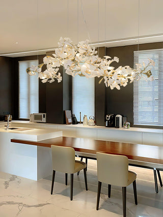 Oriiselle Lustre en Céramique à Pétales de Feuille de Gingko Doré