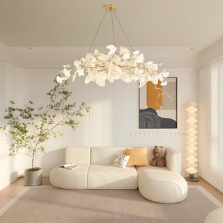 Oriiselle Lustre en Céramique à Pétales de Feuille de Gingko Doré