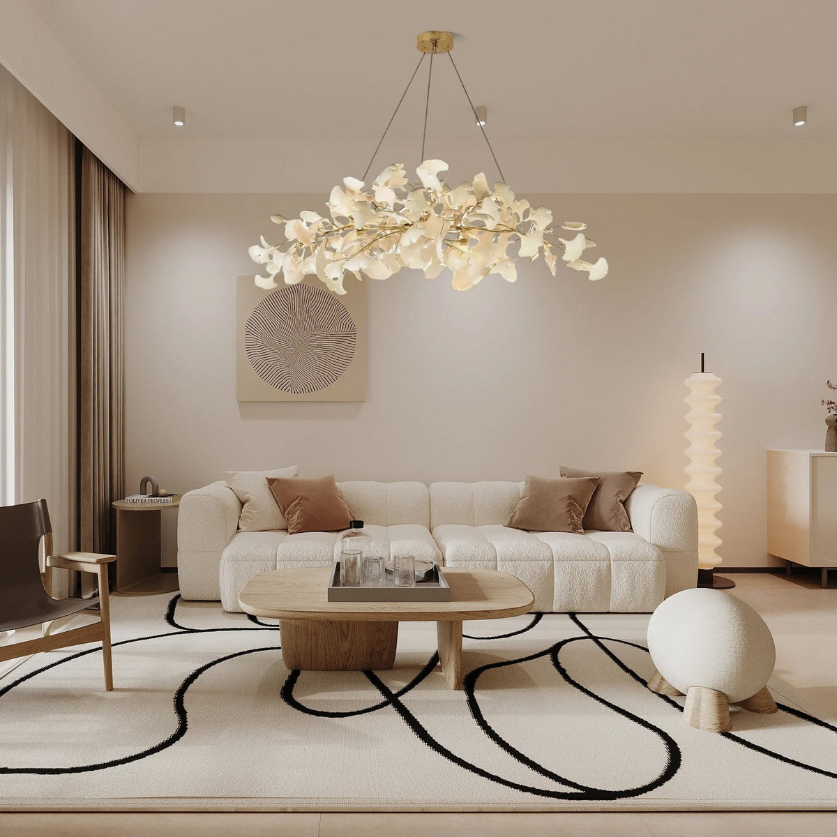 Arux Lustre Ginkgo Art Déco Courbé Vers le Bas