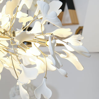 Oriiselle Lustre en Céramique à Pétales de Feuille de Gingko Doré