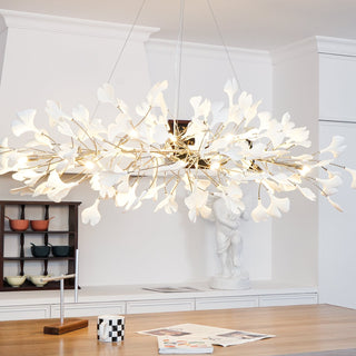Oriiselle Lustre en Céramique à Pétales de Feuille de Gingko Doré