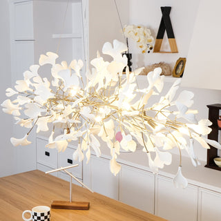 Oriiselle Lustre en Céramique à Pétales de Feuille de Gingko Doré