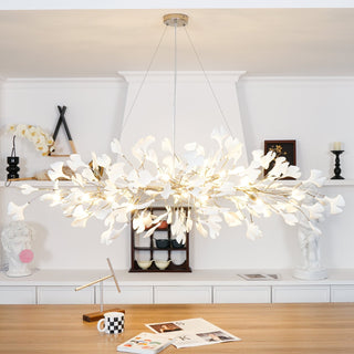 Oriiselle Lustre en Céramique à Pétales de Feuille de Gingko Doré