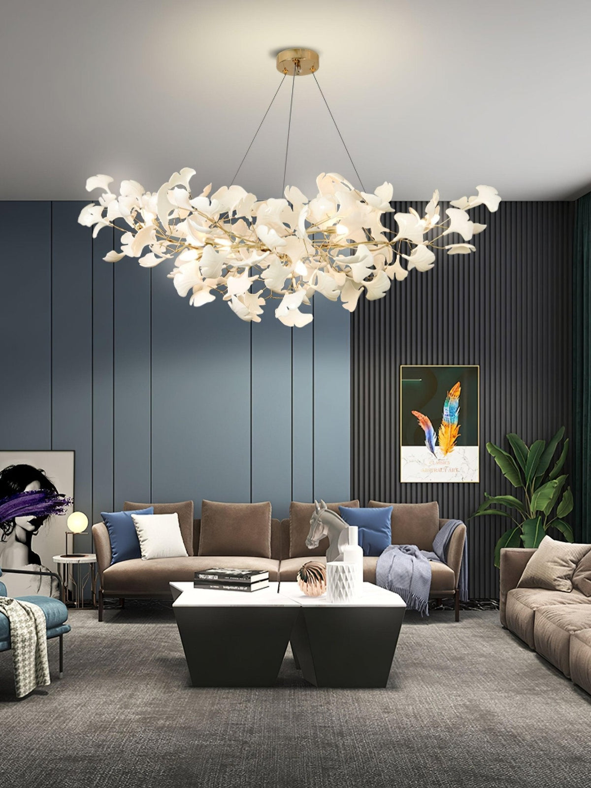 Veveno Lustre Gingko S Pétales Céramiques Laiton
