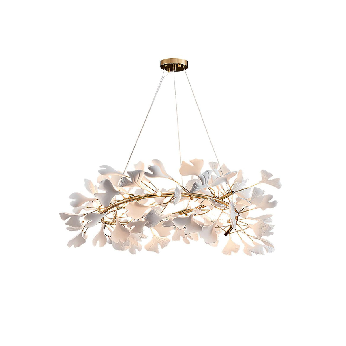 Chandelier White Ceramic Ginkgo Petals U-Neutral Decor