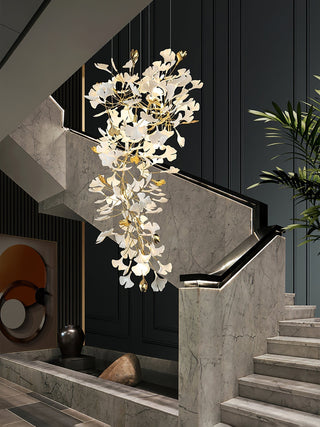 Olivia Lustre Céramique Gingko Luxe Escalier d'Hôtel