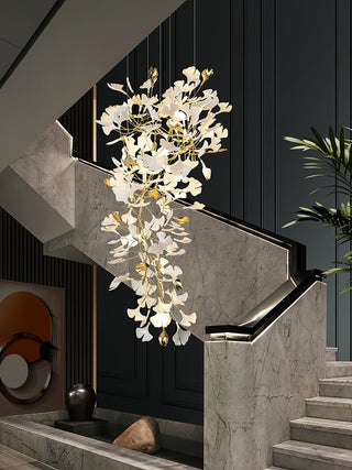 Olivia Lustre Céramique Gingko Luxe Escalier d'Hôtel