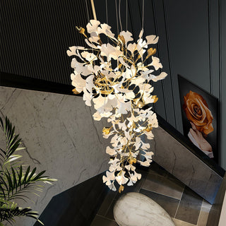 Olivia Lustre Céramique Gingko Luxe Escalier d'Hôtel