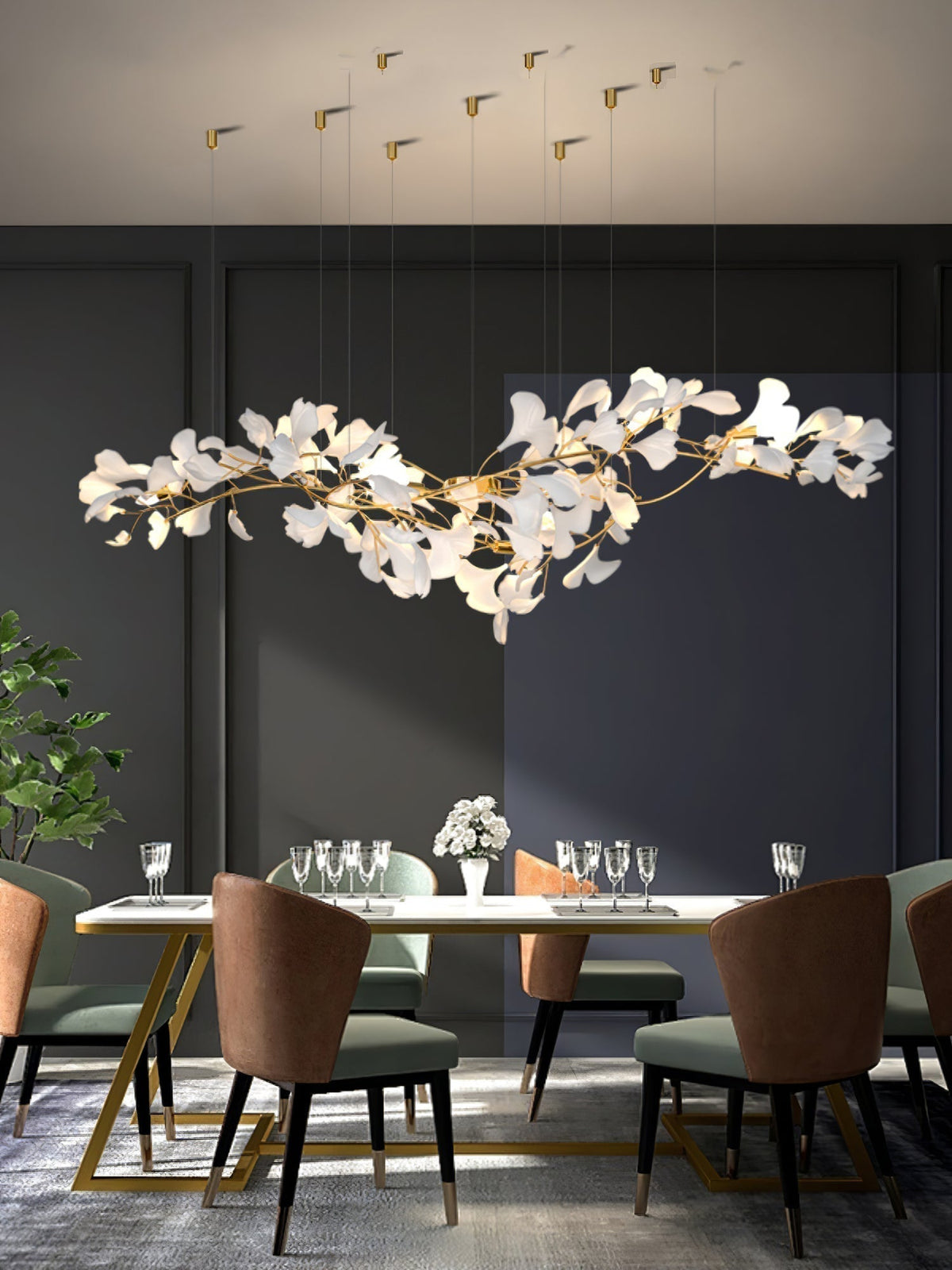 Paveira Lustre Céramique Gingko Luxe Escalier d'Hôtel