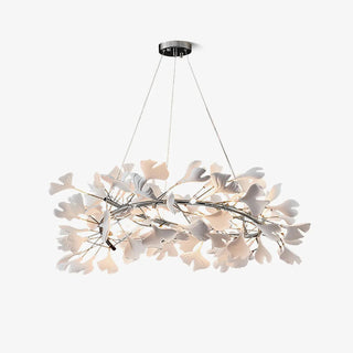 Lustra Suspension Lampe Feuilles de Gingko en Porcelaine Dorée
