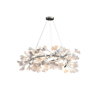Lustra Suspension Lampe Feuilles de Gingko en Porcelaine Dorée