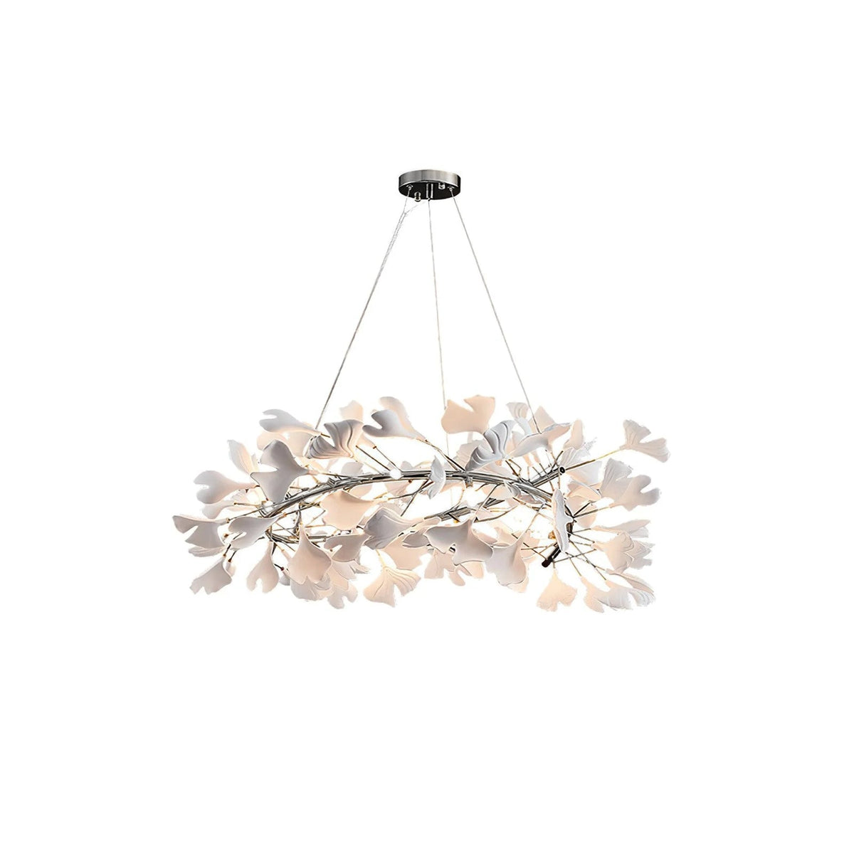 Therius Suspension Lampe Feuilles de Gingko en Porcelaine Dorée