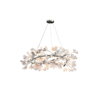 Lustra Suspension Lampe Feuilles de Gingko en Porcelaine Dorée