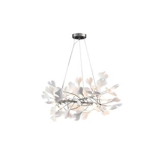 Lustra Suspension Lampe Feuilles de Gingko en Porcelaine Dorée