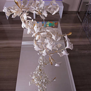 Sorvyn Suspension en Céramique Et Laiton Floral Ginkgo