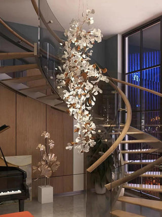 Sorvyn Suspension en Céramique Et Laiton Floral Ginkgo