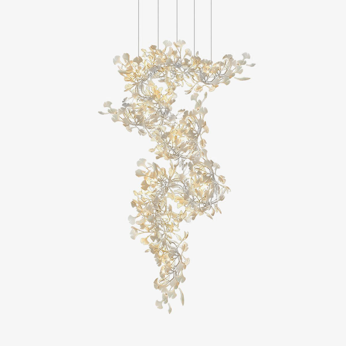 Sorvyn Suspension en Céramique Et Laiton Floral Ginkgo