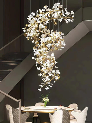 Sorvyn Suspension en Céramique Et Laiton Floral Ginkgo
