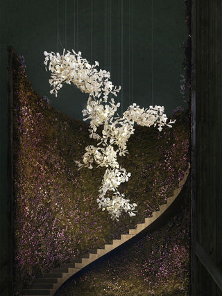 Sorvyn Suspension en Céramique Et Laiton Floral Ginkgo