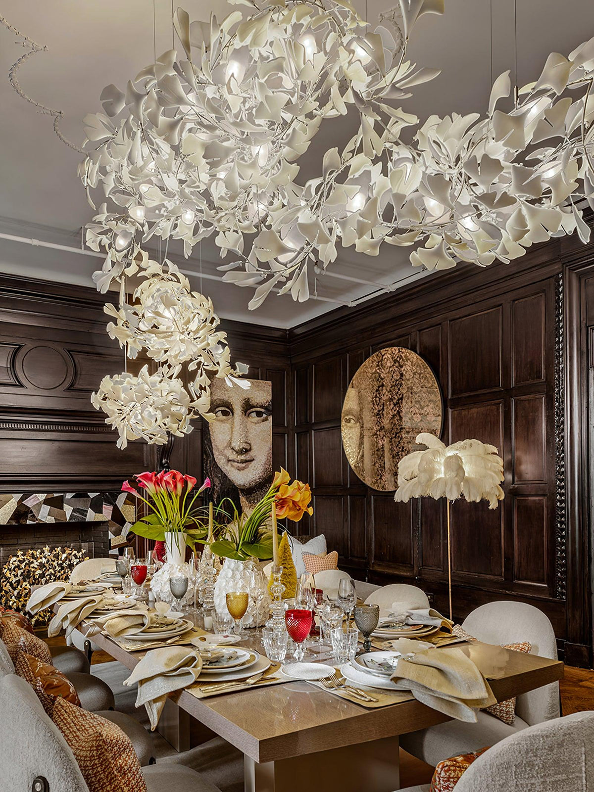 Elysia Floral Canopy Chandelier-Neutral Decor