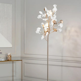 Ella Lampadaire en Céramique avec Feuilles de Ginkgo