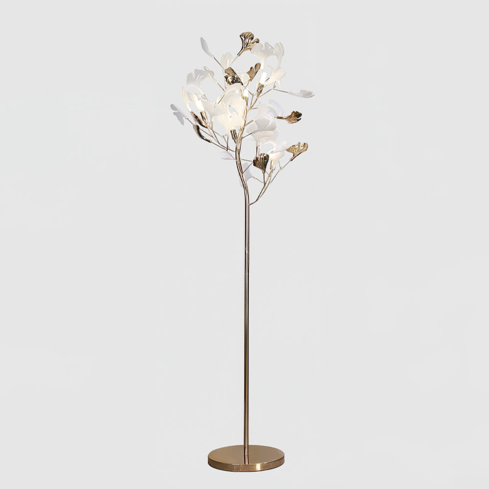 Ella Lampadaire en Céramique avec Feuilles de Ginkgo