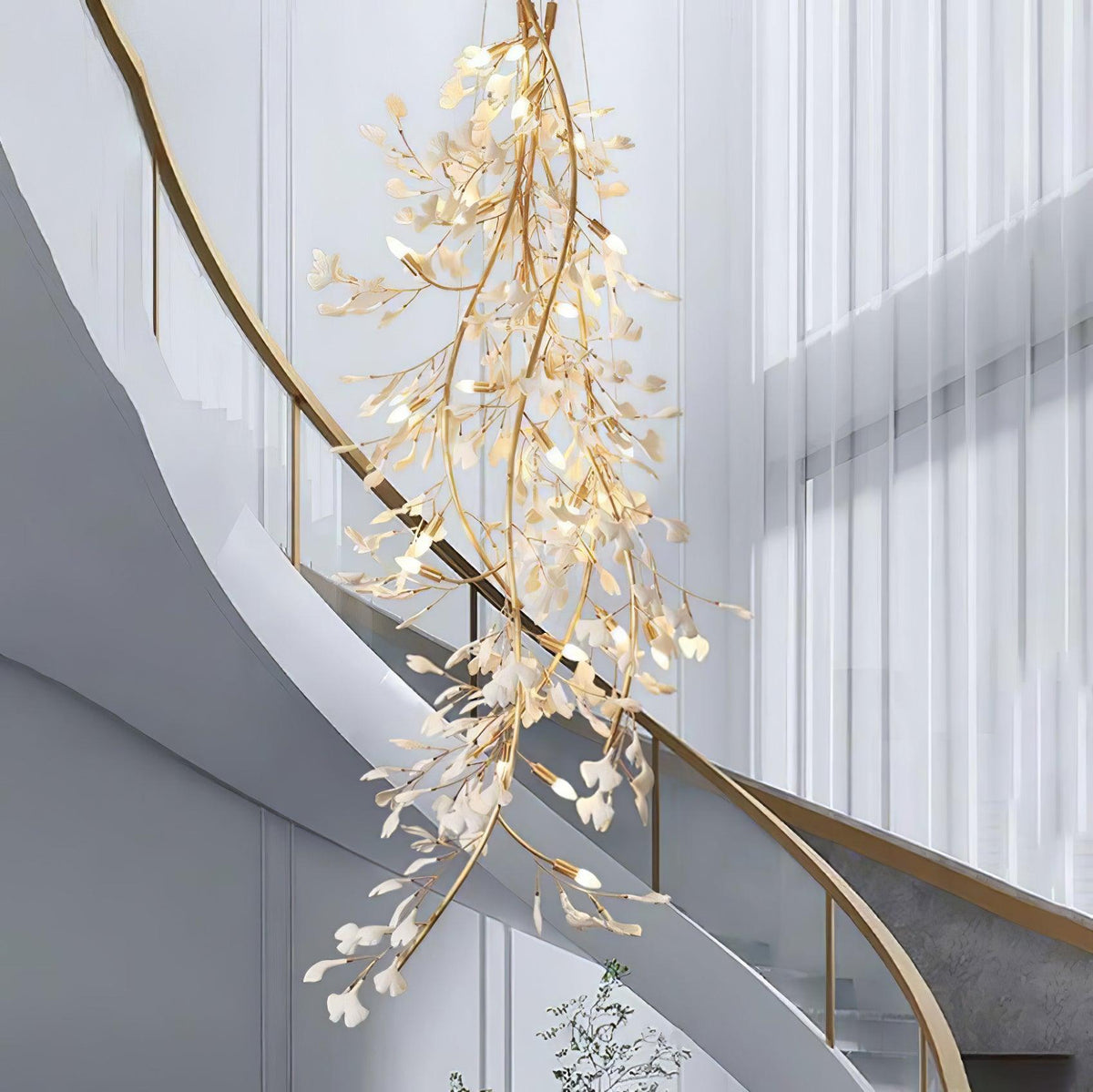 Laurella Lustre en céramique à longues branches de gingko