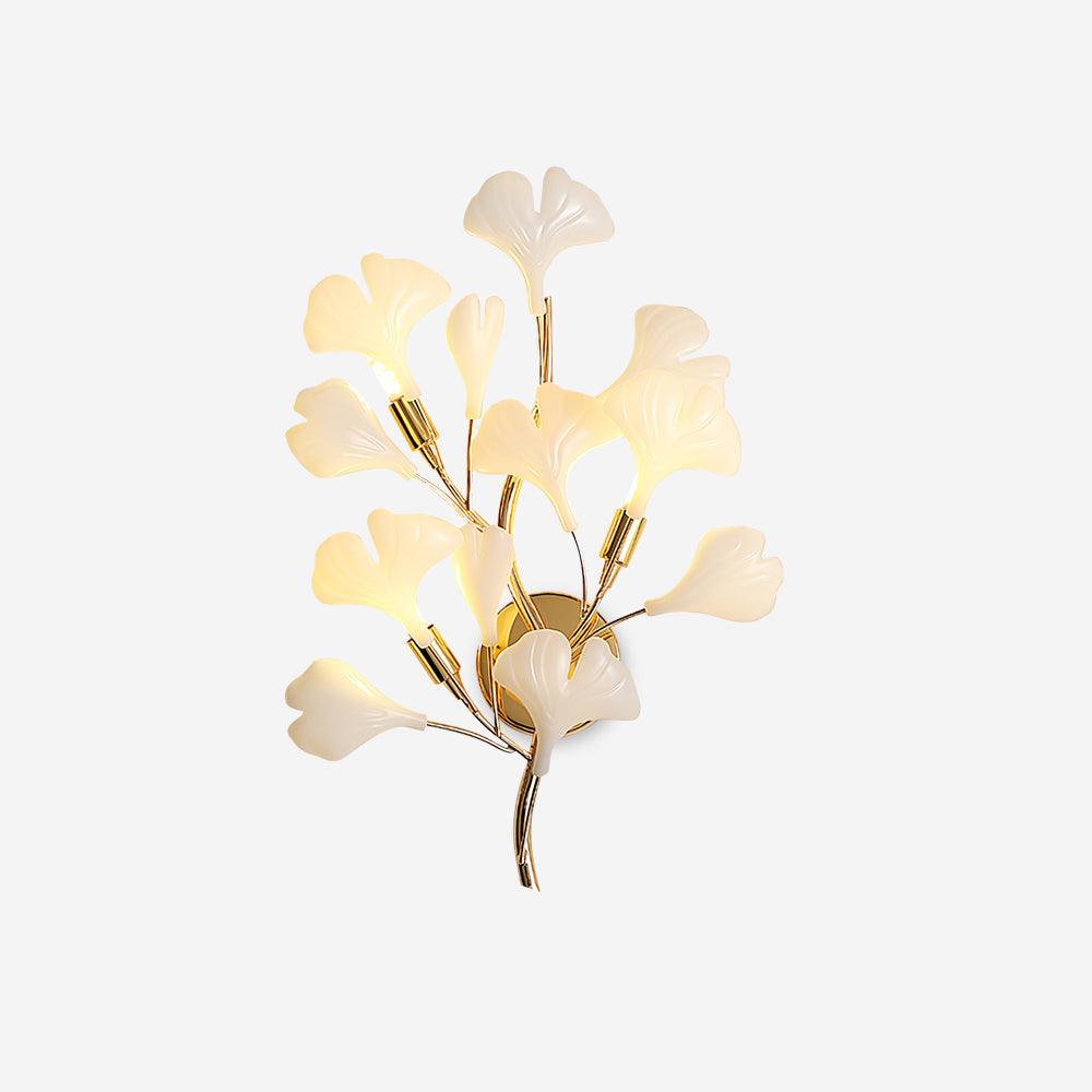 Wall Lamp Gingko Ceramic Petal Shades Gold Art Nouveau-Neutral Decor