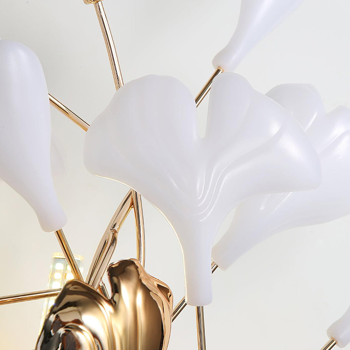 Wall Lamp Gingko Ceramic Petal Shades Gold Art Nouveau-Neutral Decor