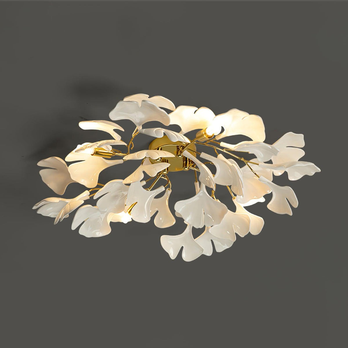 Ginkgo Plafonnier en Verre avec Finition Dorée