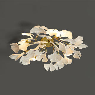 Ginkgo Plafonnier en Verre avec Finition Dorée