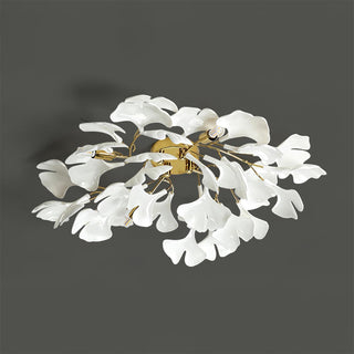 Ginkgo Plafonnier en Verre avec Finition Dorée
